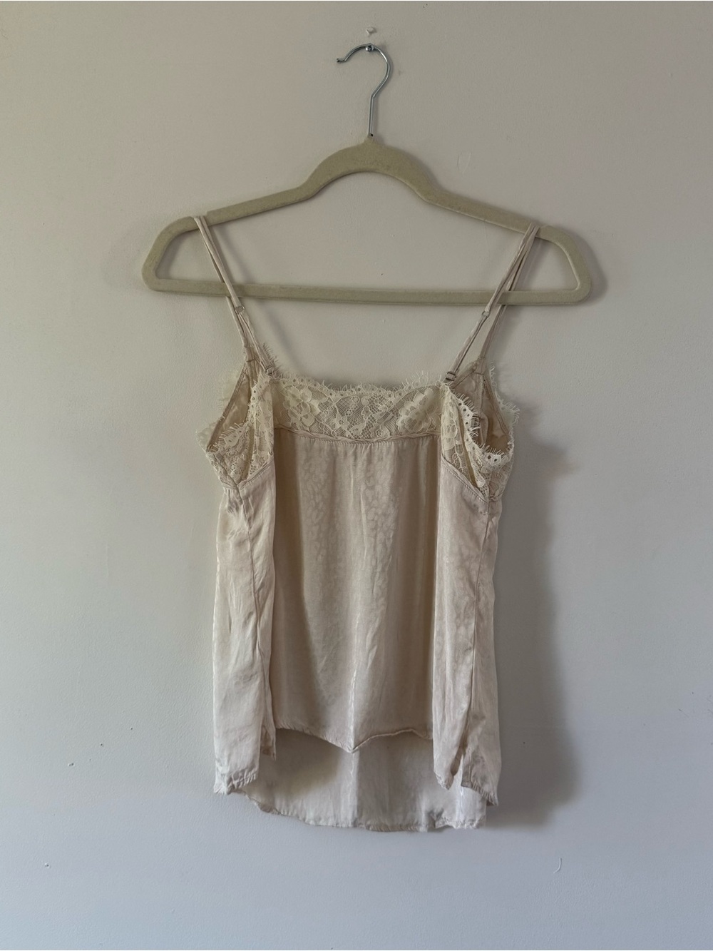 Abercrombie & Fitch Satin Lace Cami Tank Top Women’s Small Cream Leopard Print - Picture 4 of 4
